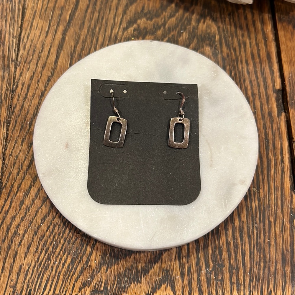Sterling Silver Rectangle Earrings